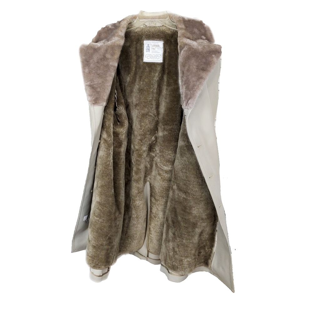 *SOLD*London Fog Prisyine Vtg Mens 42L Faux Fur Collar Beige Over Coat - Picture 12 of 14